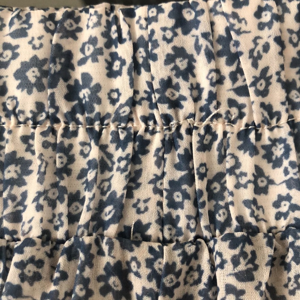 Mikarose blue ditsy floral maxi broomstick skirt S Cottagecore prairie lined - Picture 8 of 12